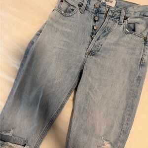 Agolde Women's Faded Blue Cropped Jeans